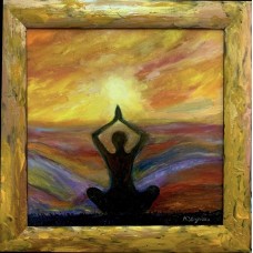 "Yoga at dawn" - original, oil painting on canvas 30*30 cm